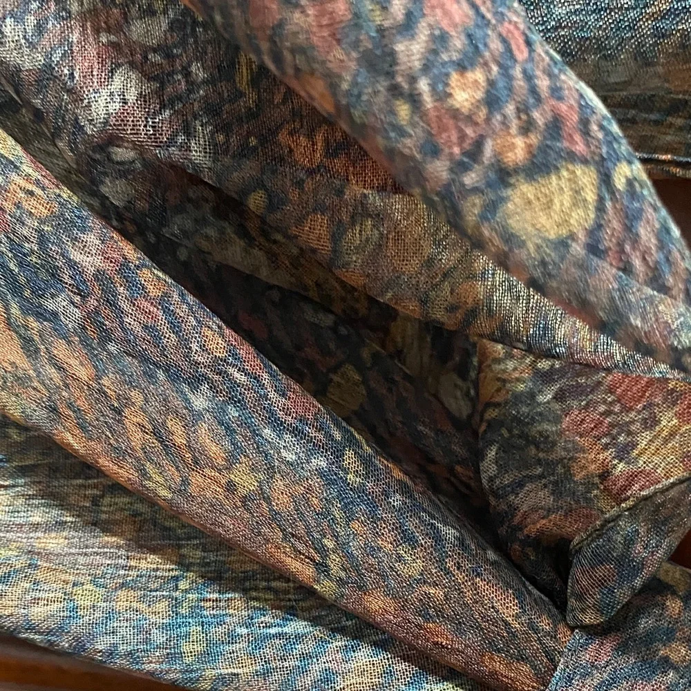 Vintage sheer Multicolor Patterned 59” x 15” Scarf